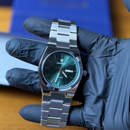 Reloj Poedagar 930 dial verde de cerca
