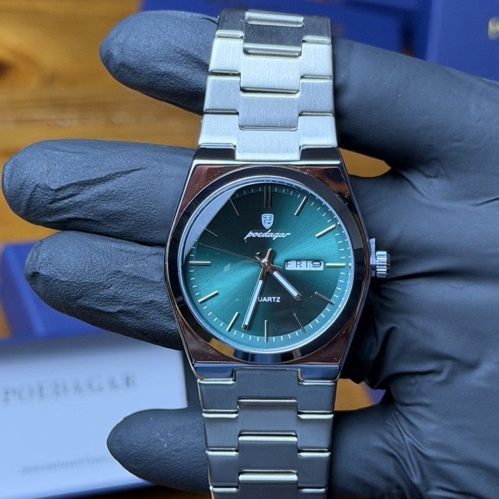 Reloj Poedagar 930 dial verde, detalle de la esfera